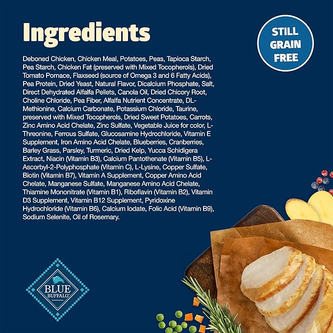 Blue Buffalo Freedom Grain-Free Dry Dog Food, Complete & Balanced Nutrition for Adult Dogs, Made in the USA With Natural Ingredients, Chicken & Potatoes, 4-lb Bag