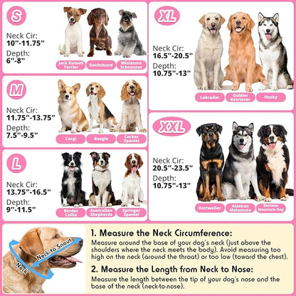 Dog Cone to Stop Licking, Clear Recovery Collar with Detachable Zipper, Sturdy Elizabethan Collar for Large Medium Small Dogs, Soft Adjustable Cone After Surgery Patented, Hot Pink L