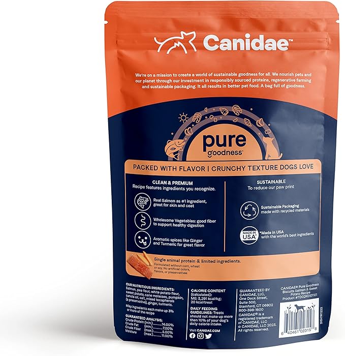 Canidae Pure Dog Treat Biscuits with Salmon & Sweet Potato, 11 oz, Grain Free