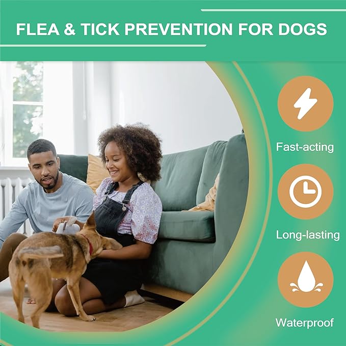 Flea and Tick Prevention for Dogs, Flea and Tick Treatment for Extra Large Dog, Natural Essential Oil, Flea & Tick Control, 89-132 Pounds, 3 Doses
