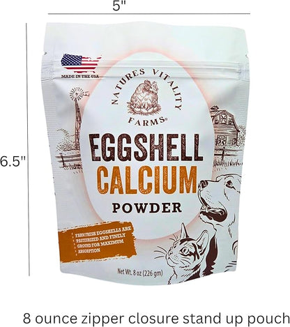 8 oz Pure U.S.A. Eggshell Powder for Dogs/Cats, Finely Ground, Calcium Supplement