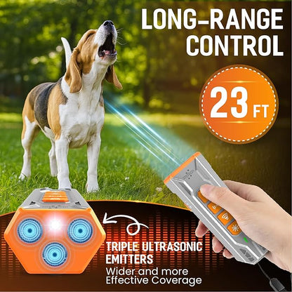 Dog Bark Deterrent Device with Dog Training Clicker – Ultrasonic Anti Barking Device for Dogs, Portable Dog Bark Stopper for Training & Behavior Control, Safe for Own or Neighbor’s Dog