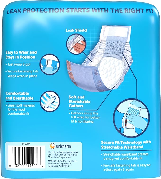 Hartz Comfitables Disposable Male Dog Wraps with Stretchy Waistband, Medium 12 Count