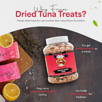 Tuna Cat Treats, 100% Wild Caught | Freeze Dried Dog Treats, High Protein | Grain-free, Single Ingredient Cat & Dog Food Toppers | No Additives or Preservatives | Inspected & Tested in USA | 7.4 oz
