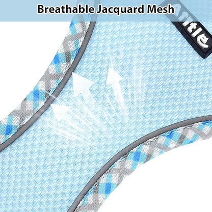 AIITLE Escape-Proof Dog Harness - Extra Soft Jacquard Fabric with Moisture-Wicking Lining, Adjustable Fit for Boston Terrier, Pekingese - Running, Playdates, Outdoor Adventures (Blue, L)