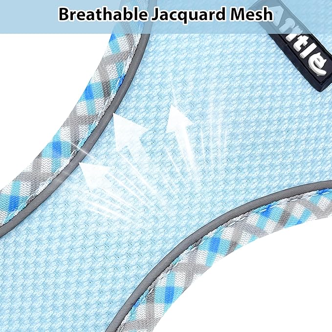 AIITLE Small Dog Harness - Breathable Double-Layer Jacquard No-Choke Vest, Durable Anti-Tear Fabric with Reflective Trim - Perfect for Running, Parties, Daily Walks (Blue, XS)