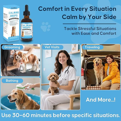 Calming Drops for Dogs with Melatonin – Helps Support Relaxation During Nail Trimming, Grooming, Travel, Vet Visits, Thunder & Fireworks – Natural Soothing Liquid Supplement