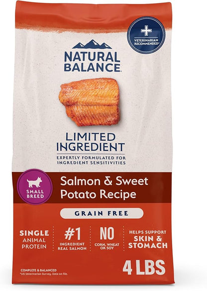 Natural Balance Limited Ingredient Small Breed Adult Grain-Free Dry Dog Food, Salmon & Sweet Potato Recipe, 4 Pound (Pack of 1)