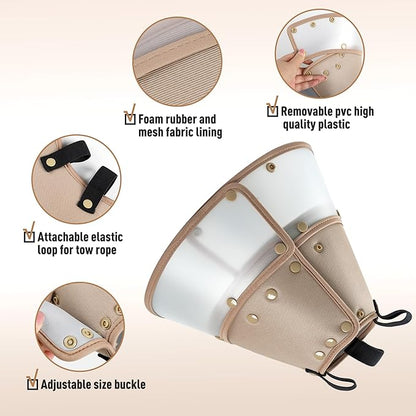 Soft E-Collar for Dogs and Cats, Adjustable Post-Surgery Collar, Tan XLarge