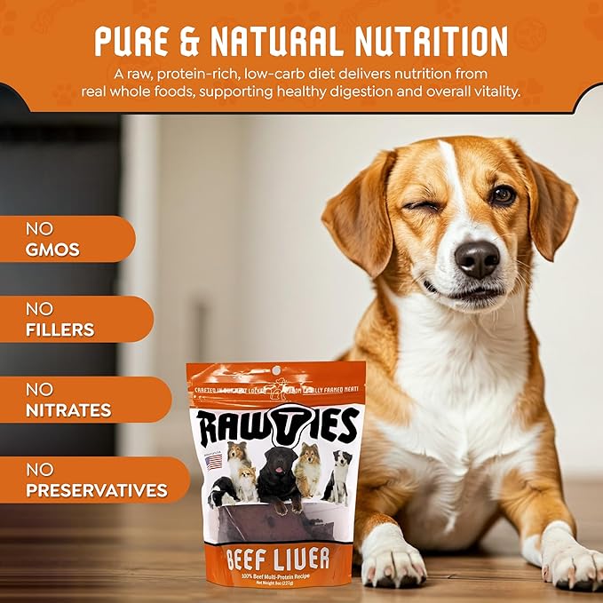 Premium Smoked Beef Liver for Dogs – 100% USA-Sourced Raw Meat Dog Food – Grain-Free, No Fillers, High Protein Nutrition for Small & Large Breeds