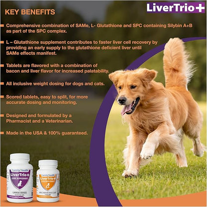 Comprehensive Liver Support Supplement for Large Dogs. Flavorful Chewable Tablets Combining Same, SPC, Silybin A+B, + Glutathione 30Ct (Large)