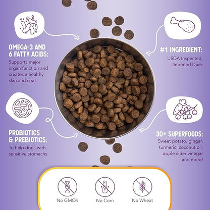 Health Extension Grain Free Duck & Sweet Potato Dry Dog Food - 30+ Superfoods and Probiotics for All Life Stages (10 lb)