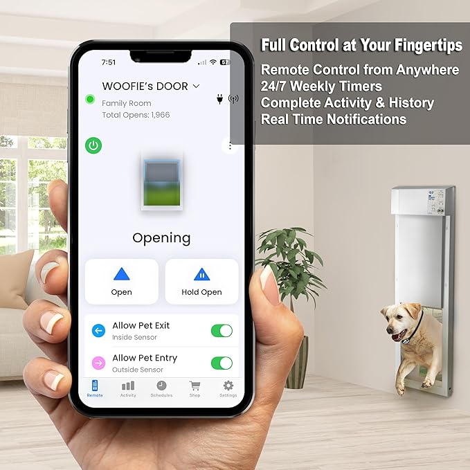 Power Pet WiFi Automatic Electronic Pet Door by High Tech Pet - Pet Operated Dog Door, App Control, 24/7 Scheduling, Secure, Air Tight, for Large Dogs (30-100 lbs.) Door Mount, Easy Install - PX2-WIFI