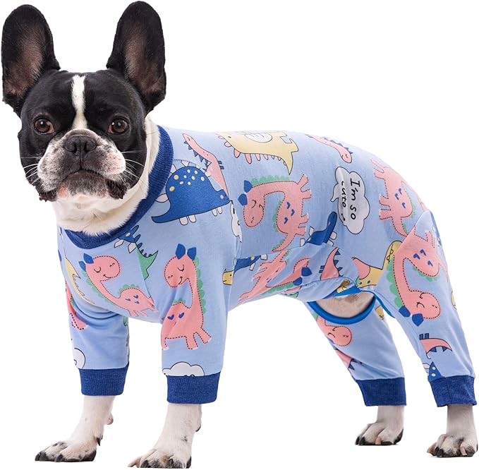 Dog Recovery Suit, Dinosaur Blue, Medium, Soft & Comfortable, Machine Washable, Cone Alternative, Prevent Licking, Female Male, All Seasons