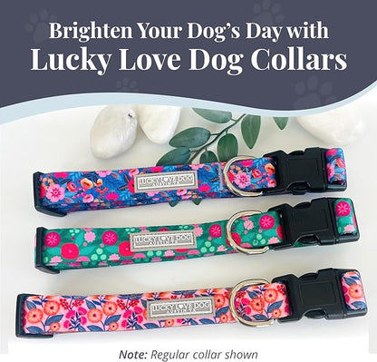 Lucky Love Dog Martingale Dog Collar - Adjustable, No-Slip, Durable, & Soft Webbing Collar for Male and Female Dogs Ideal for Training & Walking - Rosie, Small