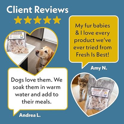 Fresh Is Best Whole Duck Breast Tenders – Made from Unsliced Whole Duck Breast Tenderloins – Raw Freeze Dried Cat Treats in Resealable Zipper Bag – High-Protein for Dogs & Cats – Made in the USA
