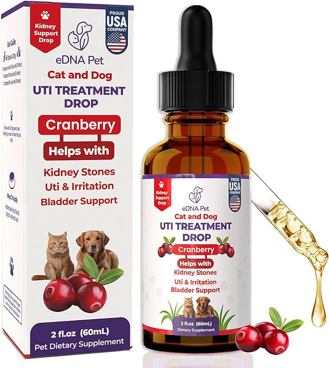Dog UTI Treatment | Urinary Tract Infection Drops for Cats & Dogs | Cat UTI Remedy | Cranberry Supplement | Kidney Health Support, 2 Fl.Oz