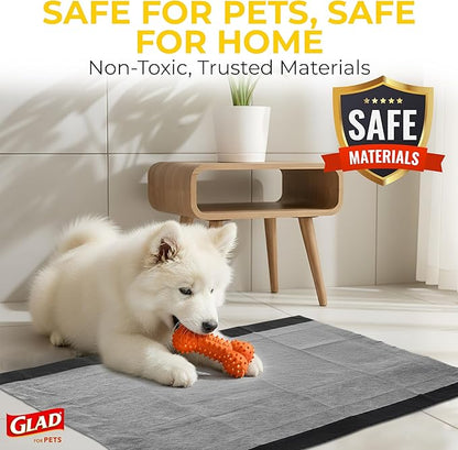 Glad for Pets Activated Carbon Dog Training Pads - Absorbent Large Disposable Dog Pee Pads for Dogs, XL Potty Pads for Dogs, Charcoal Puppy Pads with Adhesive Tabs, Jumbo Dog Pads, 28" x 30", 50 Count