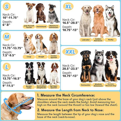 Dog Cone to Stop Licking, Clear Recovery Collar with Detachable Zipper, Sturdy Elizabethan Collar for Large Medium Small Dogs, Soft Adjustable Cone After Surgery Patented, Khaki XL