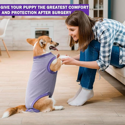 Dog Surgical Recovery Onesie - Cone Alternative, Spay/Neuter Recovery Suit for Male/Female Dogs, Purple, X-Large