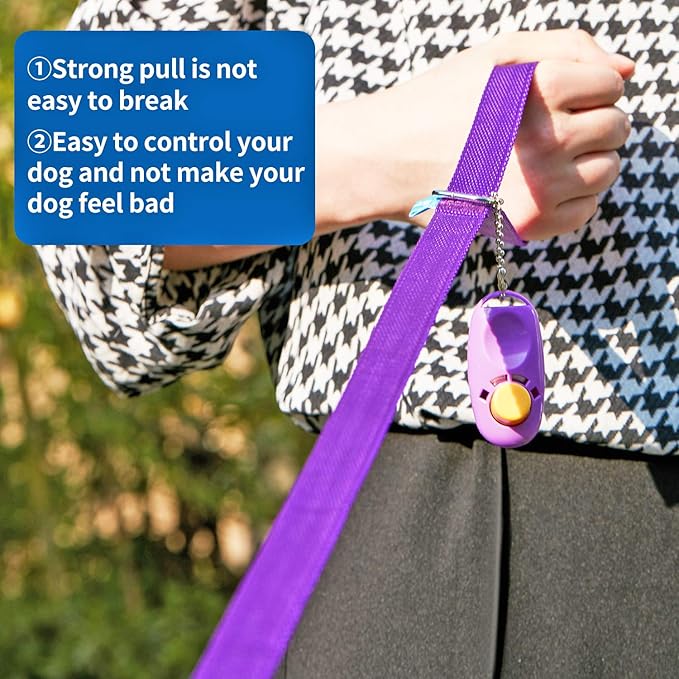 BAAPET 15/20/30/50/100 ft Long Dog Training Leash with Clickers for Small, Medium and Large Dogs or Cats (20 Feet, Purple)