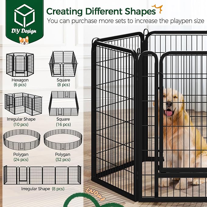Yaheetech Dog Playpen Outdoor, 40 inch 6 Panels Dog Pen Indoor Heavy Duty Puppy Exercise Pen Metal Pet Fence for RV Camping/Yard/Garden