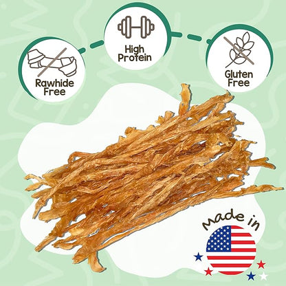 Nature Gnaws USA Turkey Tendons for Dogs (4oz) - Delicious Grain Free Reward Snack for Small, Medium & Large Breeds - Premium Natural Dog Chew Treats