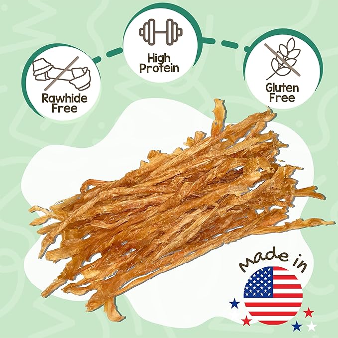 Nature Gnaws USA Turkey Tendons for Dogs (1Lb) - Delicious Grain Free Reward Snack for Small, Medium & Large Breeds - Premium Natural Dog Chew Treats
