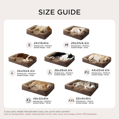 Bedsure XXL Orthopedic Dog Bed for Extra Large Dogs - Washable Giant Dog Cat Bed Waterproof, Comfort Dogs Couch Sofa with Washable Removable Cover, Pet Bed with Nonskid Bottom, Brown, 52"