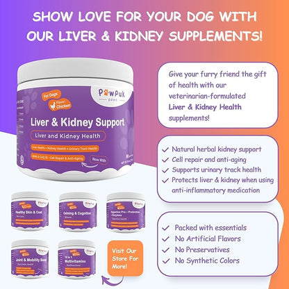 Liver & Kidney Vitamins Supplements for Dogs, SAM-E & Silymarin - Liver Function, NMN & CoQ10 - Anti-Aging, Rehmannia & Rhubarb - Natural Herbal Kidney Support, Cranberry - UT Health