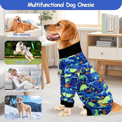 Etdane Dog Surgery Suit Recovery Suit for Dogs Female Spay, Male Neuter Dog Onesie After Surgery Surgical Bodysuits Anti Shedding Suit Dinosaurs/M