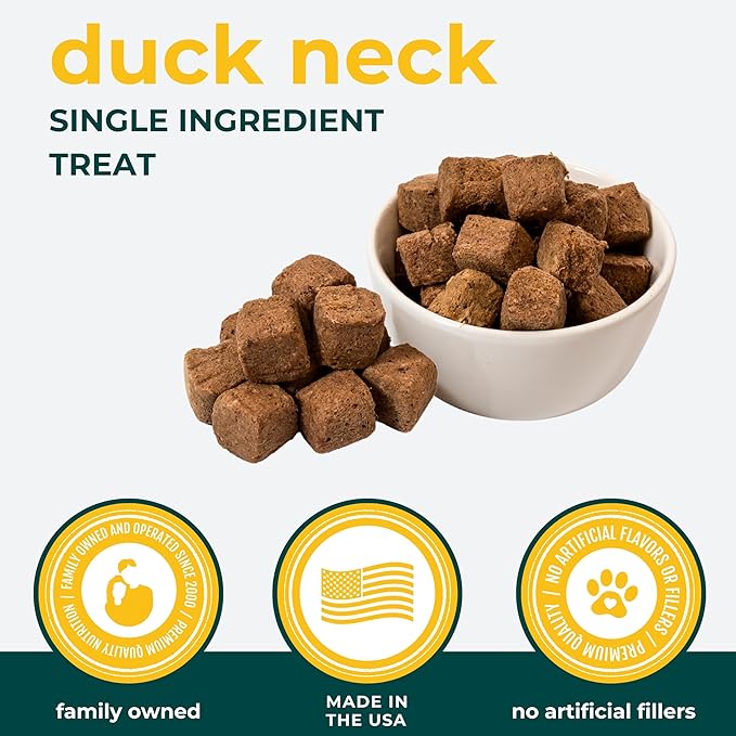 Momentum Carnivore Nutrition Freeze-Dried Duck Neck Dog Treats & Cat Treats – Single-Ingredient, High-Protein, Grain-Free, Natural Crunchy Chew – Made in USA – 3 oz Bag