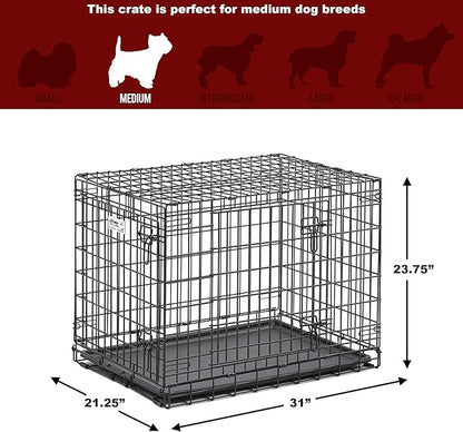 MidWest Homes for Pets Ultima Pro Heavy-Duty 30-Inch Dog Crate, Ultra-Strong Steel Double Door Pet Cage for Medium-Sized Breeds, Accessories Included