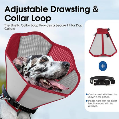 Cone for Dogs to Stop Licking - Soft Dog Cone with Double-Layer Design, Small Dog Cones Collar Alternative, Adjustable Pet Recovery Collar for Dogs After Surgery, Red S