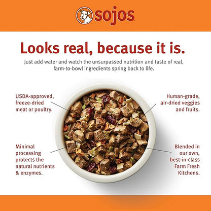 Sojos Complete Freeze Dried Raw Adult Dry Dog Food, Grain Free, Natural, Chicken Recipe, 7 lb Bag