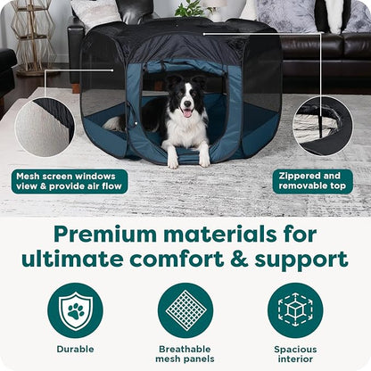 FurHaven Portable Pet Playpen for Dogs & Cats, Extra Large Indoor Kitten Playpen with Mesh Sides, Foldable Dog Playpen for Small Dogs, Pop Up Travel Dog Pen, X-Large, Gray Pebbles