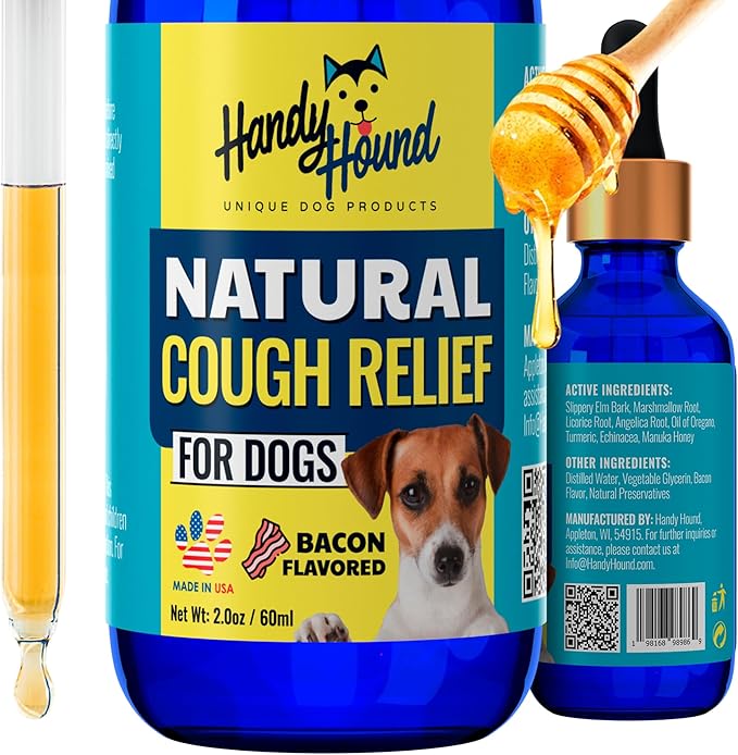 Handy Hound Dog Cough Medicine – Kennel Cough Treatment for Dogs – Manuka Honey Supplement for Dog Cough Relief, Mucus & Throat Soothing – Natural Herbal Formula – Made in USA (2 oz)