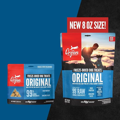 ORIJEN Grain Free High Protein Freeze Dried Dog Treats Original Recipe 8oz Bag