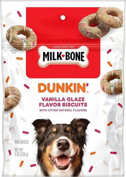 Milk-Bone Dunkin' Vanilla Glaze Flavor Dog Biscuits with Other Natural Flavors, 8 oz Bag
