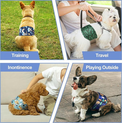 5 Pack Dog Diapers Male, Premium Belly Bands for Male Dogs, High Absorbing Male Dog Pee Wraps for Doggie in Incontinence or Excitable Urination and Training S