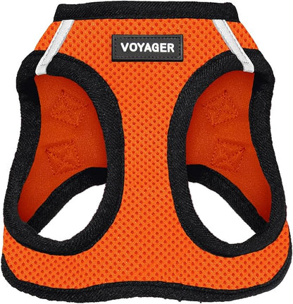 Best Pet Supplies Voyager Step-in Air Harness - All Weather Mesh, Reflective, No Pull Harness for Dogs, Cats - Secure with Hook & Loop Fastener, Buckle, Double D-Rings - Orange/Black Trim, M