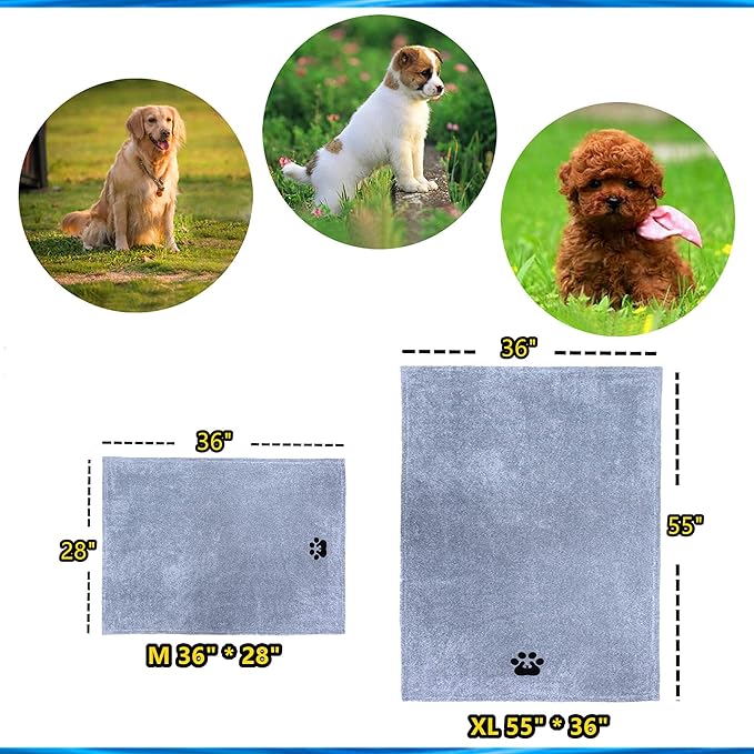 Dogvingpk Dog Towel - Pack of 4 - Super Absorbent Soft Microfiber Pet Bath Grooming Towels for Drying Dogs and Other Pets (M-36" * 28", 2Grey and 2Brown)