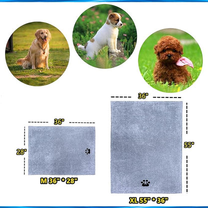 Dogvingpk Dog Towel - Pack of 4 - Super Absorbent Soft Microfiber Pet Bath Grooming Towels for Drying Dogs and Other Pets (M-36" * 28", 2Grey and 2Brown)