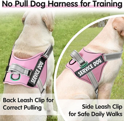 MUMUPET Service Dog Harness with 3M Reflective Safety, Easy Adjust & No-Pull Design - Breathable Nylon Handle for Small/Medium/Large Dogs