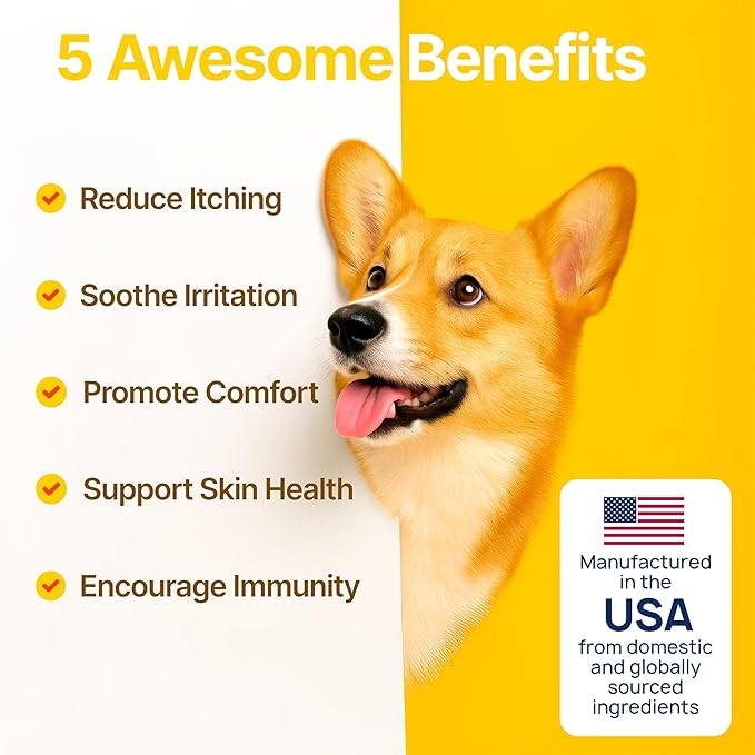 Dog Allergy Chews – Dog Allergy Relief, Itch Relief for Dogs – Anti Itch, Allergies & Immune Chews for Dogs with Omega 3 Fish Oil, Colostrum & Probiotics – 170 Count, Made in USA