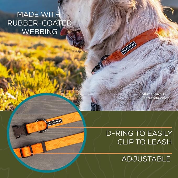 Wilderdog Waterproof Dog Collar - Repels Water & Dirt - Medium 13"-18" - Terracotta