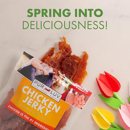 Pur Luv Chicken Jerky Dog Treats, Made with 100% Real Chicken Breast, 32 Ounces, Healthy, Easily Digestible, Long-Lasting, High Protein, Satisfies Dog's Urge to Chew