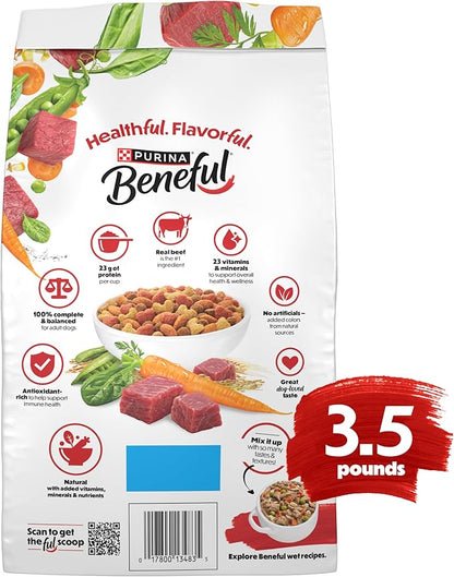 Purina Beneful Originals With Farm-Raised Beef Natural Dog Food Dry Recipe With Added Vitamins, Minerals and Nutrients - (Pack of 4) 3.5 lb. Bags