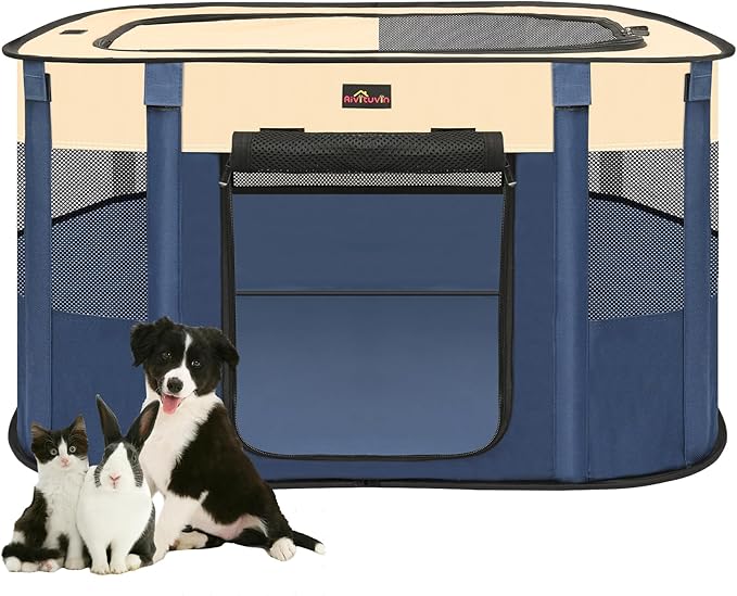 Dog Playpen, Pet Playpen, Foldable Kitten cage Puppy Play Pen, Portable Dog Kennel Tent Crate, Indoor Outdoor Travel Camping Use for Small Animals with Carrying Case (Blue S)