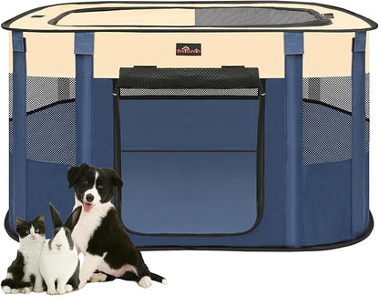 Dog Playpen, Pet Playpen, Foldable Kitten cage Puppy Play Pen, Portable Dog Kennel Tent Crate, Indoor Outdoor Travel Camping Use for Small Animals with Carrying Case (Blue S)